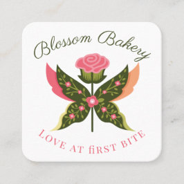 Fun Butterfly Blossom Floral Garden Bakery Vierkante Visitekaartje