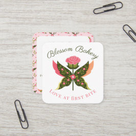 Fun Butterfly Blossom Floral Garden Bakery Vierkante Visitekaartje