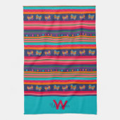 Fun Butterfly Stripe Stijlvolle Initiaal Achternaa Theedoek (Verticaal)