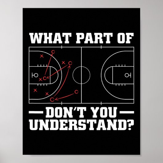 Fun Bysketbyll Coach For Men Women Tactic Diagram Poster (Voorkant)