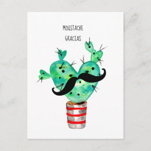 Fun Cactus Bedankt Mustache Briefkaart