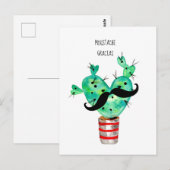 Fun Cactus Dank Je Snor Briefkaart (Voorkant / Achterkant)
