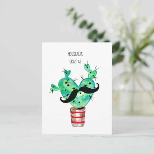 Fun Cactus Dank U Snorharen Briefkaart (Staand voorkant)