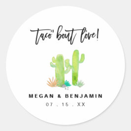 Fun Cactus Taco Bout Love Wedding Engagement Party Ronde Sticker