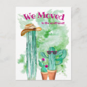 Fun Cactus We Moved Southwest Announcement Briefkaart (Voorkant)