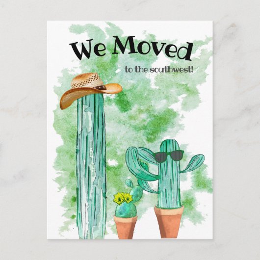Fun Cactus We Moved Southwest Announcement Briefkaart (Voorkant)