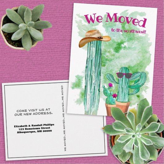 Fun Cactus We Moved Southwest Announcement Briefkaart
