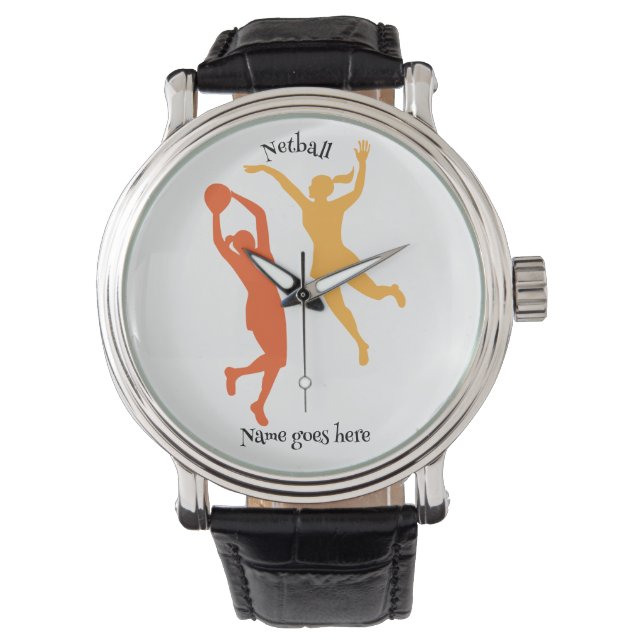 Fun cadeau voor netball player. . horloge (Voorkant)