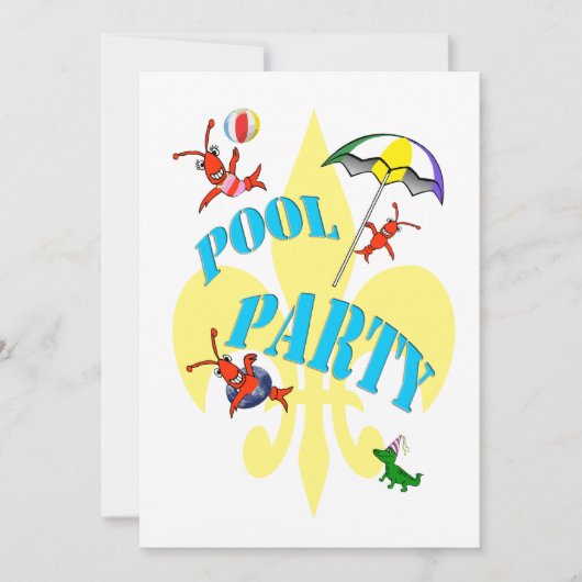Fun Cajun Crawfish Pool Party Invitation Kaart (Voorkant)