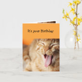 Fun Cake Frosting likken tong Cat Animal Humor Kaart (Gele Bloem)