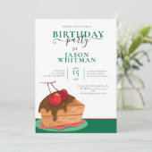 FUN CAKE MET CHERRIA OP TOP BIRTHDAY PARTY KAART (Staand voorkant)