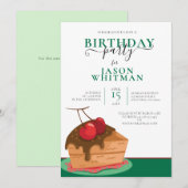 FUN CAKE MET CHERRIA OP TOP BIRTHDAY PARTY KAART (Voorkant / Achterkant)