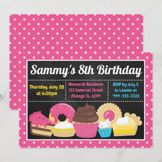 Fun Cakes and Trees Birthday Party Kaart (Voorkant / Achterkant)