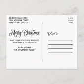 Fun Calligrafie-kerstblauw hout Briefkaart (Achterkant)