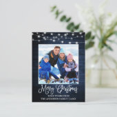 Fun Calligrafie-kerstblauw hout Briefkaart (Staand voorkant)
