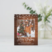 Fun Calligrafie kersthout foto Briefkaart (Staand voorkant)