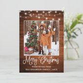 Fun Calligrafie kersthout foto Feestdagenkaart (Staand voorkant)