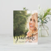 Fun Calligraphy Black en White Photo Afstuderen Kaart (Staand voorkant)