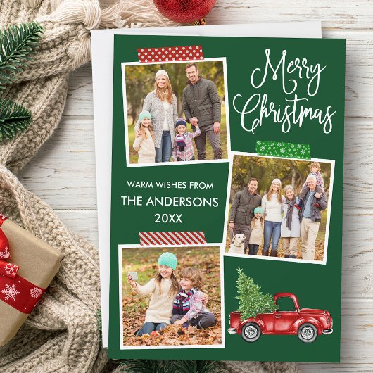 Fun Calligraphy Craft Tape Truck Green Feestdagenkaart