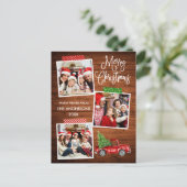 Fun Calligraphy Craft Tape Truck Wood Kerstmis Briefkaart (Staand voorkant)