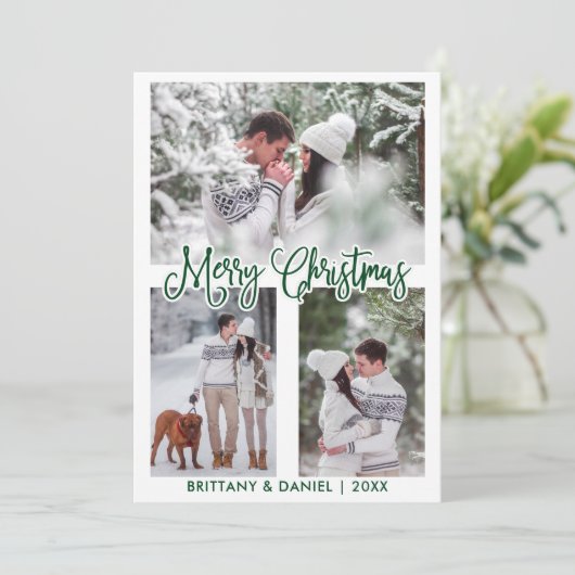 Fun Calligraphy Green 3 Feestdagenkaart (Staand voorkant)