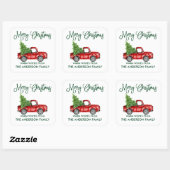 Fun Calligraphy Green Kerstmis  Truck Vierkante Sticker (Vel)