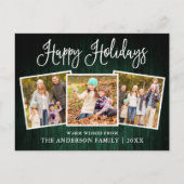 Fun Calligraphy Green Wood 3 Photo Holiday Briefkaart (Voorkant)