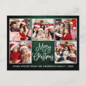 Fun Calligraphy Green Wood 5 Fotokerstmis Briefkaart (Voorkant)