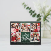 Fun Calligraphy Green Wood 5 Fotokerstmis Briefkaart (Staand voorkant)