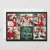 Fun Calligraphy Green Wood 5 Fotokerstmis Feestdagenkaart (Voorkant)