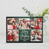 Fun Calligraphy Green Wood 5 Fotokerstmis Feestdagenkaart (Staand voorkant)