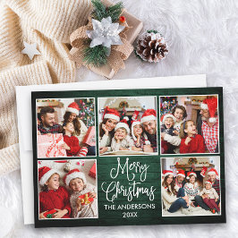 Fun Calligraphy Green Wood 5 Fotokerstmis Feestdagenkaart