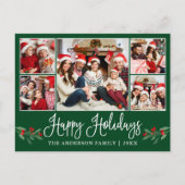 Fun Calligraphy Holly 5 Foto Prettige feestdagen G Briefkaart (Voorkant)