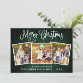 Fun Calligraphy kerst Green Wood 3 Foto Feestdagenkaart (Staand voorkant)