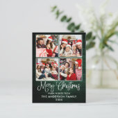 Fun Calligraphy kerst Green Wood 4 Foto Briefkaart (Staand voorkant)