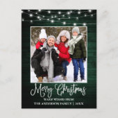 Fun Calligraphy kerst Green Wood lights Briefkaart (Voorkant)