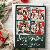 Fun Calligraphy KerstGreen Wood 4 Foto's Feestdagenkaart