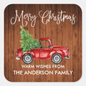 Fun Calligraphy Kersthout  Truck Vierkante Sticker (Voorkant)