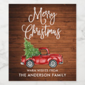 Fun Calligraphy Kersthout Truck Wijn Etiket (Enkel label)