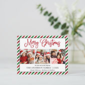Fun Calligraphy Kerstmis Glitter Stripes 3 Foto Briefkaart (Staand voorkant)