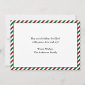 Fun Calligraphy Kerstmis Glitter Stripes 3 Foto Feestdagenkaart (Achterkant)