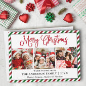 Fun Calligraphy Kerstmis Glitter Stripes 3 Foto Feestdagenkaart