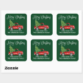 Fun Calligraphy Kerstmis  Truck Green Vierkante Sticker (Vel)