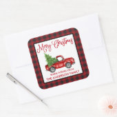 Fun Calligraphy Kerstmis Truck Pset Vierkante Sticker (Envelop)