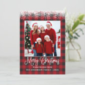 Fun Calligraphy kerstsneeuw Topped Photo Pset Feestdagenkaart (Staand voorkant)