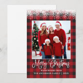 Fun Calligraphy kerstsneeuw Topped Photo Pset Feestdagenkaart (Voorkant / Achterkant)