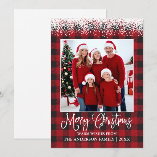 Fun Calligraphy kerstsneeuw Topped Photo Pset Feestdagenkaart (Voorkant / Achterkant)