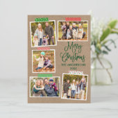 Fun Calligraphy Kraft Green Kerstmis tape Feestdagenkaart (Staand voorkant)