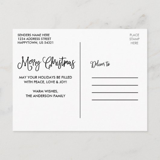 Fun Calligraphy Kraft Merry-kerstgnomen Briefkaart (Achterkant)