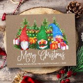 Fun Calligraphy Kraft Merry-kerstgnomen Briefkaart